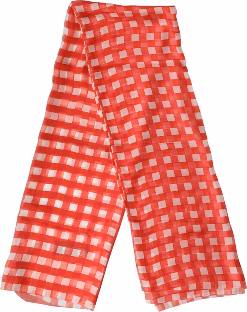 Dolce & Gabbana Red Checkered Stole Neck Wrap Shawl Scarf
