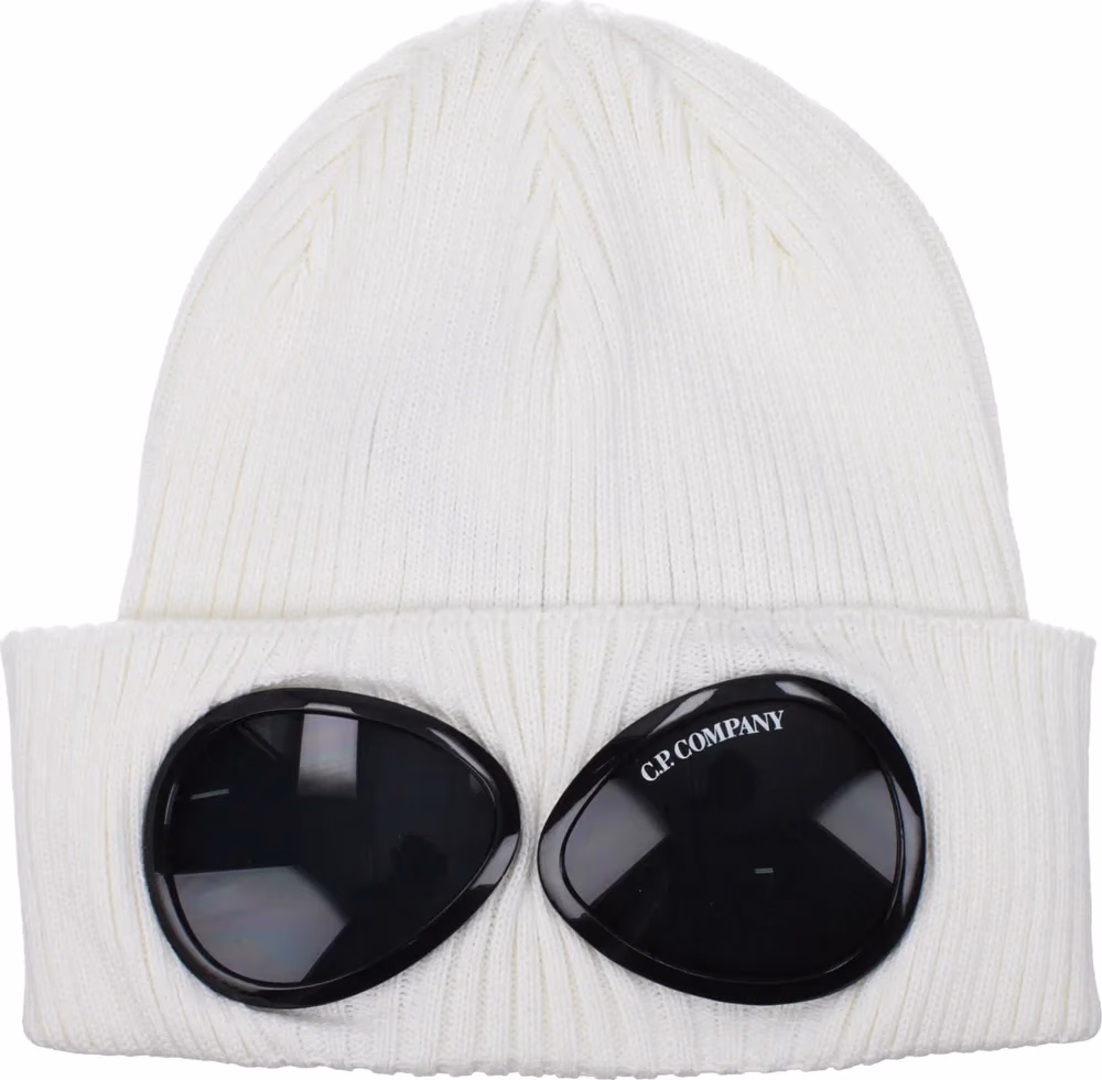 C.P. Company White Cotton Beanie
