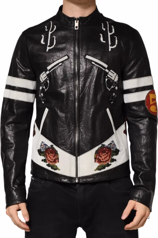 Dolce & Gabbana Black Guns n' Roses FullZip Men Biker Jacket