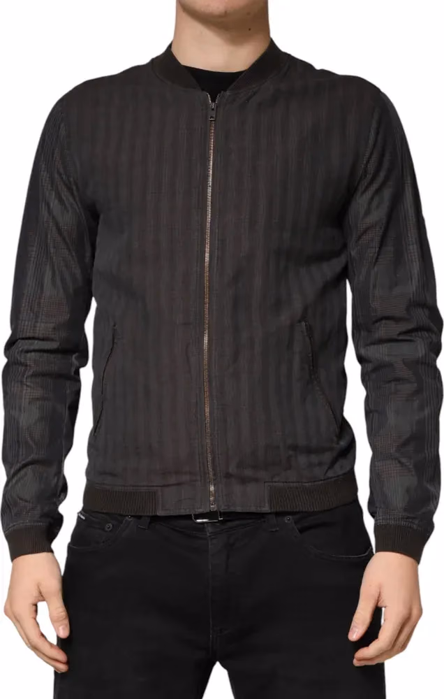 Dolce & Gabbana Black Stripes Cotton Full Zip Bomber Jacket
