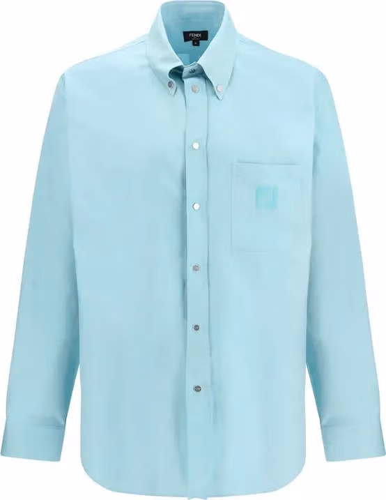 Fendi Blue Cotton Dress Shirt